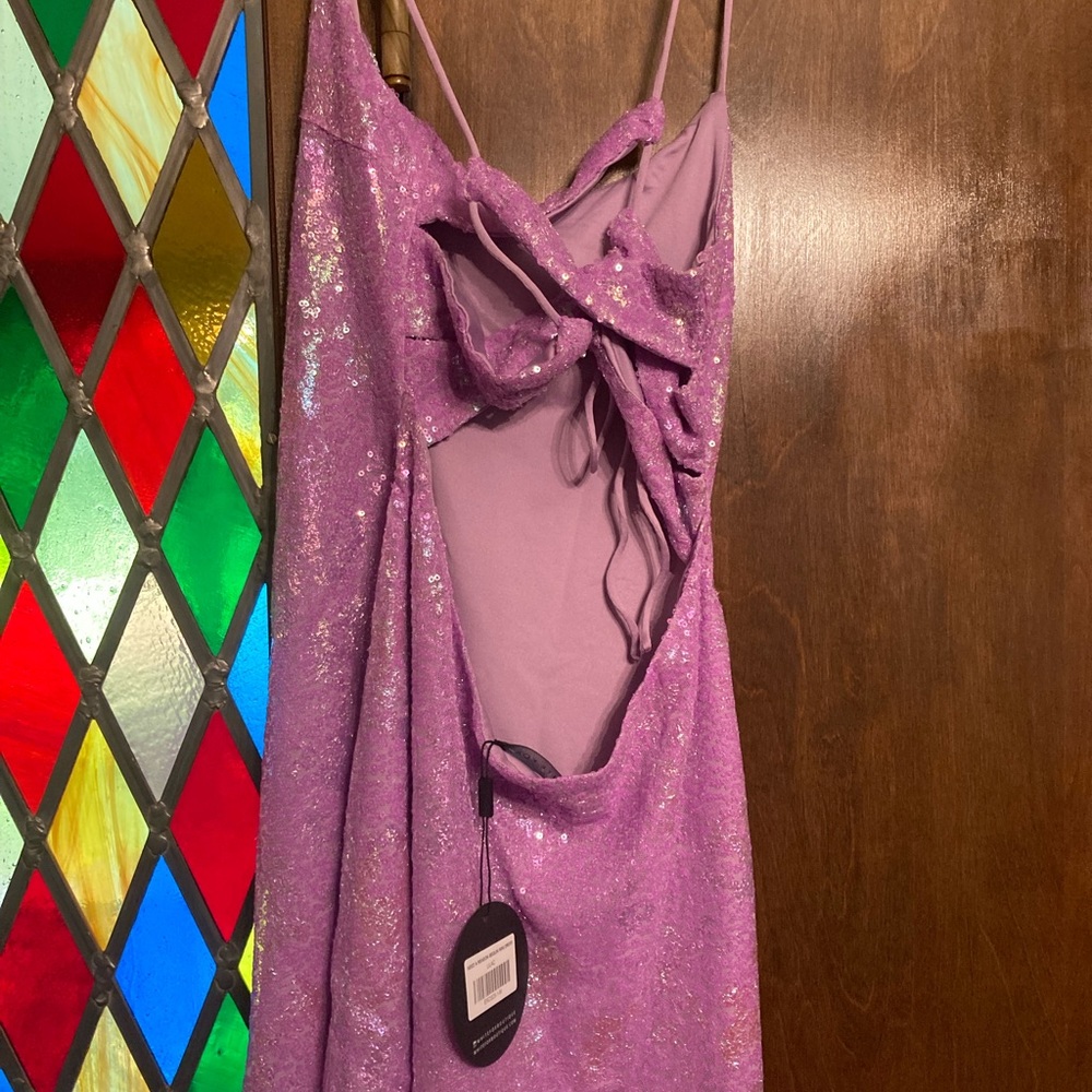 White Fox Boutique Lilac Need A Reason Sequin Mini Dress - Picture 3 of 9
